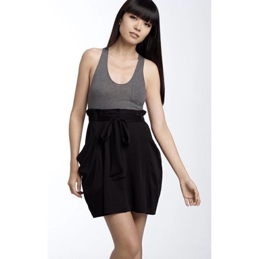 Theory Cyra Serenity Gray tank black combo mini dress with pockets size Small
